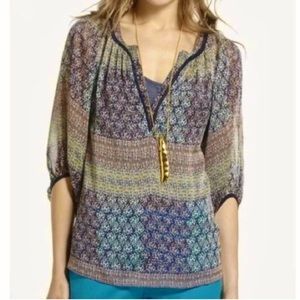 Anthropologie Maeve peasant blouse sheer floral size small